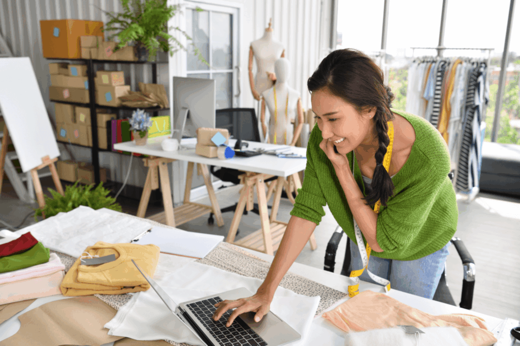 mujer trabajando ordenador taller costura 1536x1024